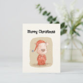 rode handgetekende hond in pyjama feestdagenkaart (Staand voorkant)