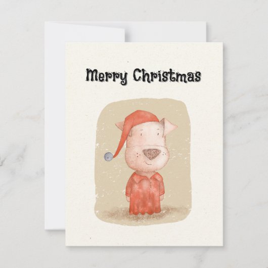 rode handgetekende hond in pyjama feestdagenkaart (Voorkant)