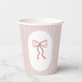 Rode Handgetekende Strik Roze Meisje Baby Shower Papieren Bekers