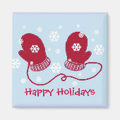 Rode handschoenen - Prettige Feestdagen Magneet (Voorkant)