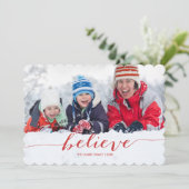 Rode handschrift geloven | Vakantiefotokaart Feestdagenkaart (Staand voorkant)