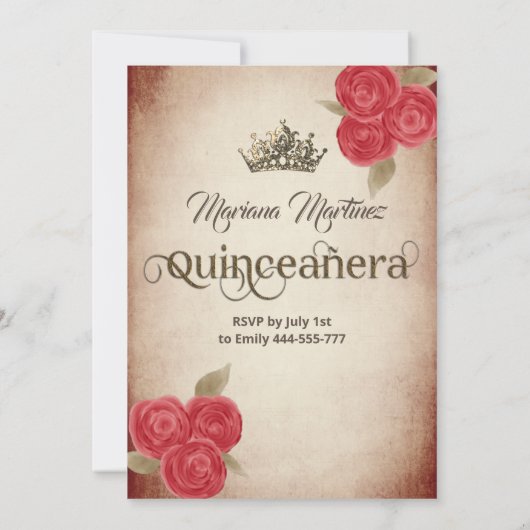  rode handventilator rozen tiara Quince Kaart (Achterkant)