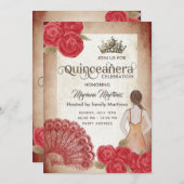  rode handventilator rozen tiara Quince Kaart (Voorkant / Achterkant)