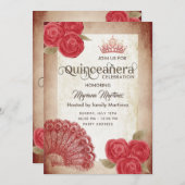  rode handventilator rozen tiara Quince Kaart (Voorkant / Achterkant)