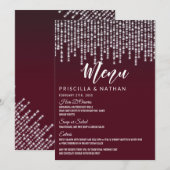 Rode Hangende Diamanten Lichten Trouwmenu Menu (Voorkant / Achterkant)