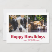 Rode "Happy Howlidays" van de honden Feestdagenkaart (Voorkant)