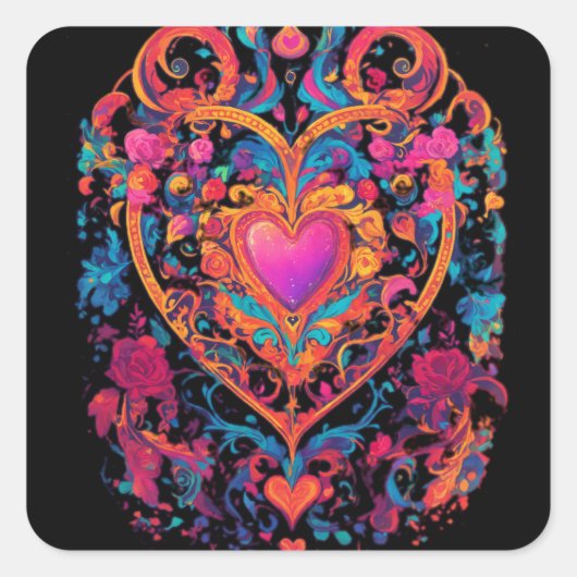 Rode harde multi-kleur ontwerpstijl" vierkante sticker (Voorkant)