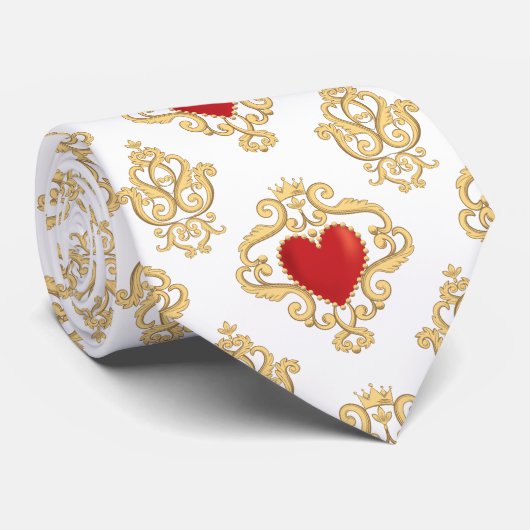 Rode haren en goudzwijn stropdas (Opgerold)