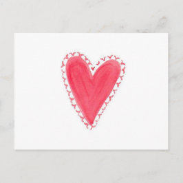 Rode haren Valentijnsdag met gekleurde Waterverf Briefkaart