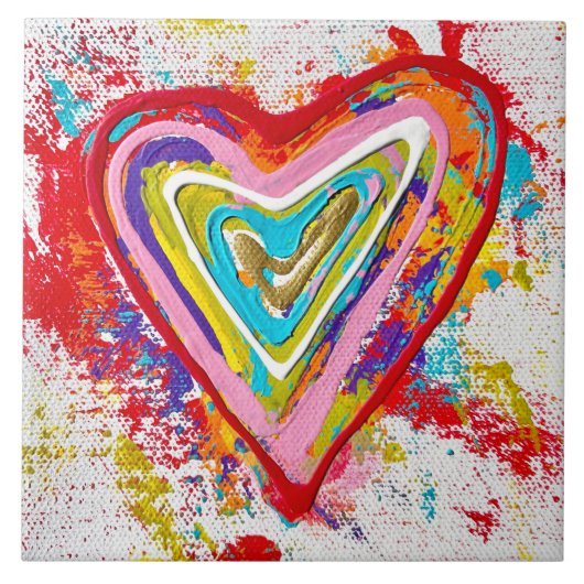 Rode Hart 6 x 6 Keramische Tegel Tegeltje (Voorkant)