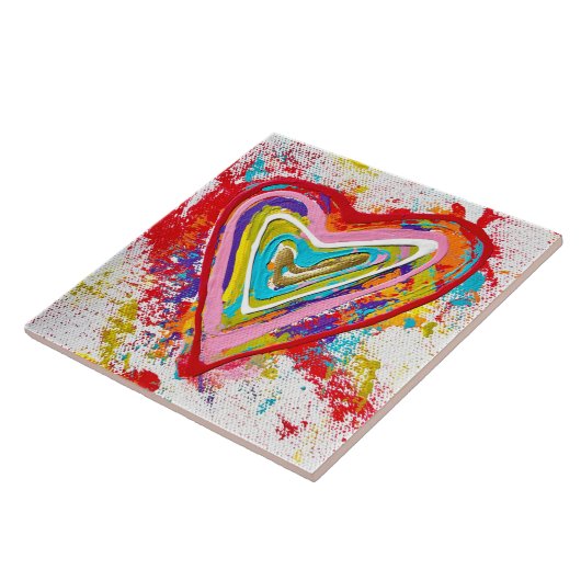 Rode Hart 6 x 6 Keramische Tegel Tegeltje (Zijkant)