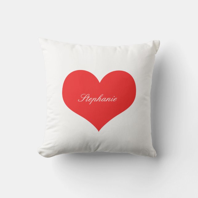 Rode Hart Aangepaste Naam Monogrammen Cadeau Favor Buitenkussen (Voorkant)