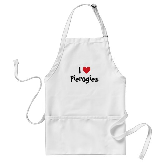 Rode Hart Aanpasbaar Ik Hou van Pierogies Standaard Schort (Voorkant)