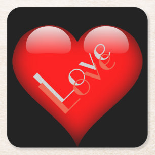 Rode Hart Aantrekkelijke Parijse Liefde Bruiloft Kartonnen Onderzetters