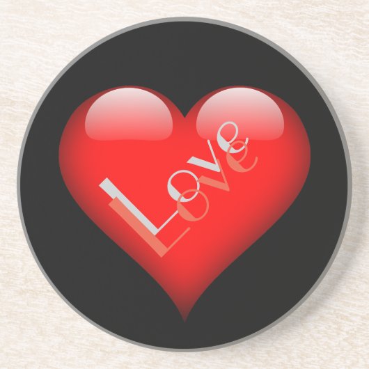 Rode Hart Aantrekkelijke Parijse Liefde Bruiloft Zandsteen Onderzetter (Voorkant)