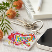 Rode Hart Acryl Sleutelhanger (Voorkant Rechts)