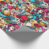 Rode Hart Alice Tea Party Thema Cadeaupapier (Hoek)