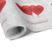 Rode Hart Ballonnen Bruiloft Inpakpapier (Rol Hoek)