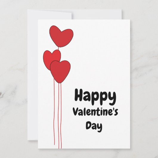 Rode Hart Ballonnen Gelukkig Valentijnsdag Feestdagenkaart (Voorkant)