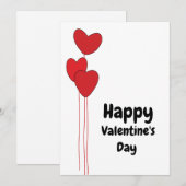 Rode Hart Ballonnen Gelukkig Valentijnsdag Feestdagenkaart (Voorkant / Achterkant)