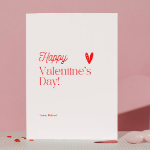 Rode Hart Beige Typografische Valentijnsdag Kaart