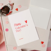 Rode Hart Beige Typografische Valentijnsdag Kaart