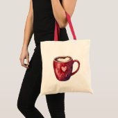 Rode Hart Beker Tote Bag (Voorkant (product))
