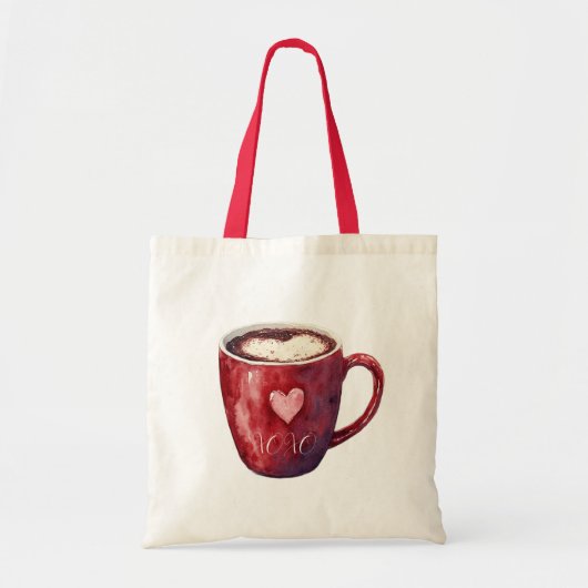 Rode Hart Beker Tote Bag (Voorkant)