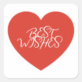 Rode Hart Beste Wensen Moderne Minimalist. Vierkante Sticker (Voorkant)