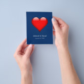 Rode Hart Blau Modern Minimalistisch Huwelijk Flyer (Hand)
