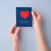 Rode Hart Blau Modern Minimalistisch Huwelijk Flyer (Hand)