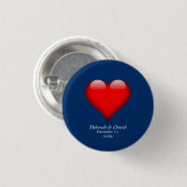 Rode Hart Blau Modern Minimalistisch Huwelijk Ronde Button 3,2 Cm (Voorkant /achterkant)