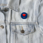 Rode Hart Blau Modern Minimalistisch Huwelijk Ronde Button 3,2 Cm (In situ)