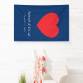 Rode Hart Blau Modern Minimalistisch Huwelijk Spandoek (Insitu)
