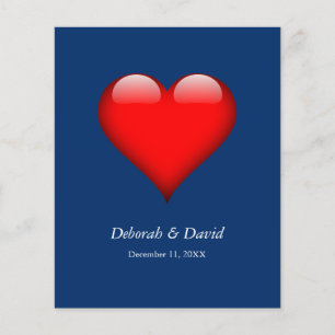 Rode Hart Blauw Moderne Minimalistische Bruiloft Flyer