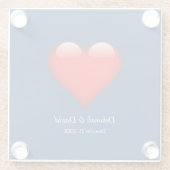 Rode Hart Blauw Moderne Minimalistische Bruiloft Glazen Onderzetter (Achterkant)