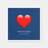 Rode Hart Blauw Moderne Minimalistische Bruiloft Servet (Voorkant)