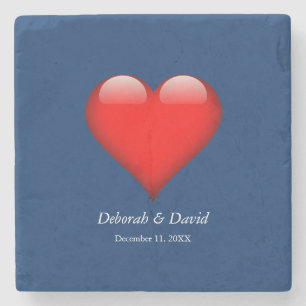 Rode Hart Blauw Moderne Minimalistische Bruiloft Stenen Onderzetter