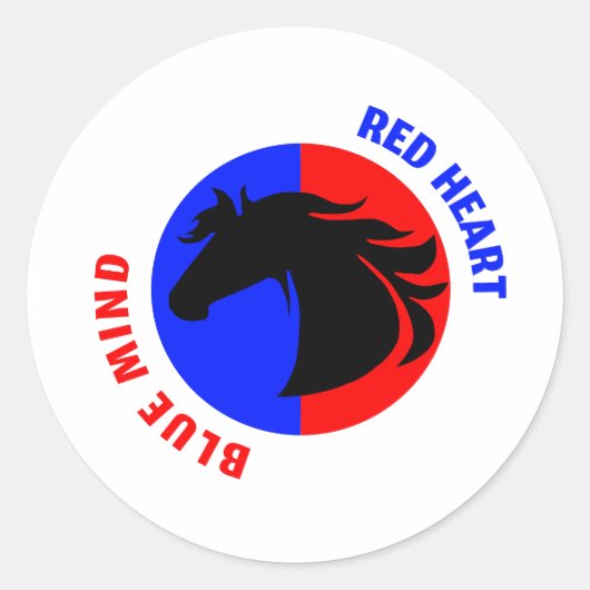 Rode Hart Blauwe Geest Paard Sticker (Voorkant)