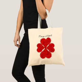 Rode Hart Bloem Canvas tas