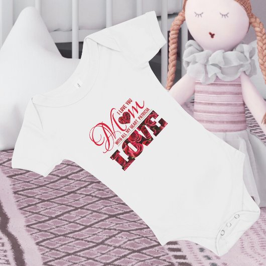 Rode Hart Bloem Moderne Moederdag Romper