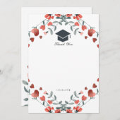 Rode Hart Bloemen Foto Afstuderen Dank u Kaart (Voorkant / Achterkant)