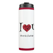 Rode Hart Bloemen Minimalistische Moderne Valentij Thermosbeker (Voorkant)