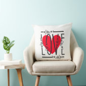 Rode Hart & Bloemen Tekst Grafisch Modern & Stijlv Kussen (Stoel)