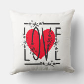Rode Hart & Bloemen Tekst Grafisch Modern & Stijlv Kussen (Achterkant)