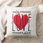 Rode Hart & Bloemen Tekst Grafisch Modern & Stijlv Kussen (Deken)