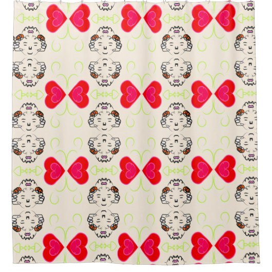 Rode Hart Boho Douchegordijn (Voorkant)