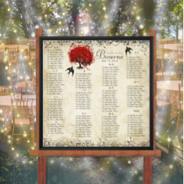 Rode Hart Boom- 100 tot 150 gasten - alfabetisch Poster
