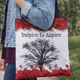 Rode Hart Boom Inspirerende Citaat Romantische Kun Tote Bag