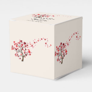 Rode Hart Boom op Ivoor Bruiloft Favor Box Bedankdoosjes